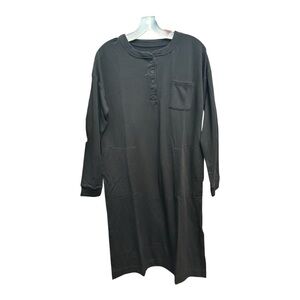 Comfort Code By Cuddl Duds Henley Lounge Dress Night Gown Black Size XS